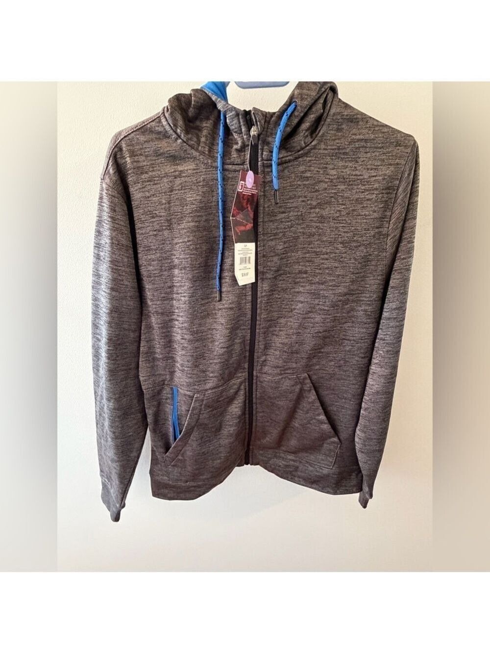 Gray Heather Zip Up Hoodie Tech Fleece Small